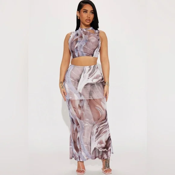 fashion nova 2 piece dresses Black White Two Tone Figure Shaped Dress – Belma Tvico main image 0